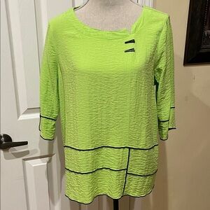 Ali Miles Lime Green Top with Black Trim